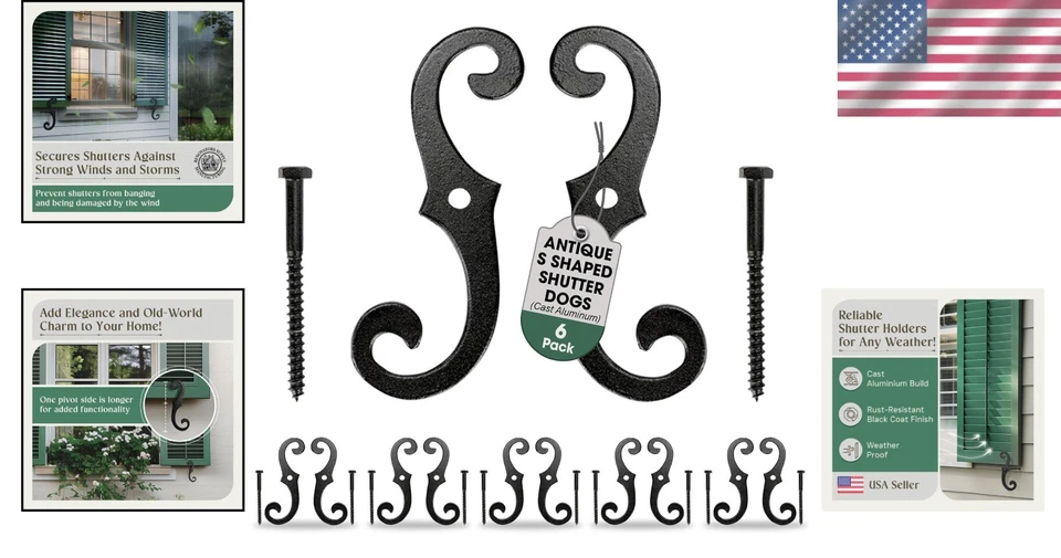 Decorative S Style Shutter Fasteners - 6.5 Inches, 6 Pack - Image 2 of 4