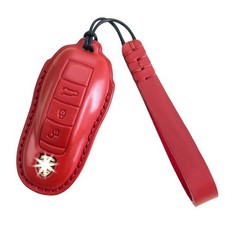 Key fob Cover Genuine Leather with Keychain with Porsche,Leather Key Case Pro...