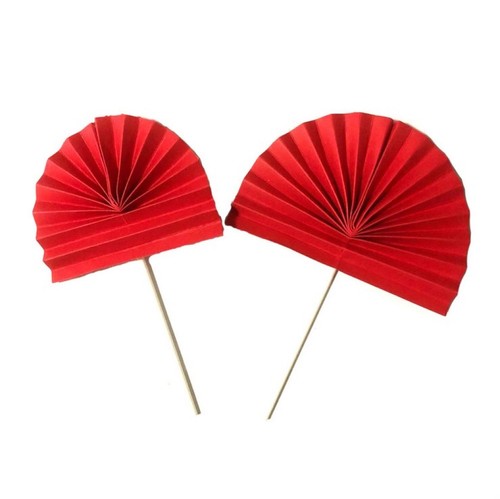 6 pezzi ventaglio pieghevole stile cinese ornamento decorativo pieghevole ventaglio Prop (rosso) - Foto 10 di 12
