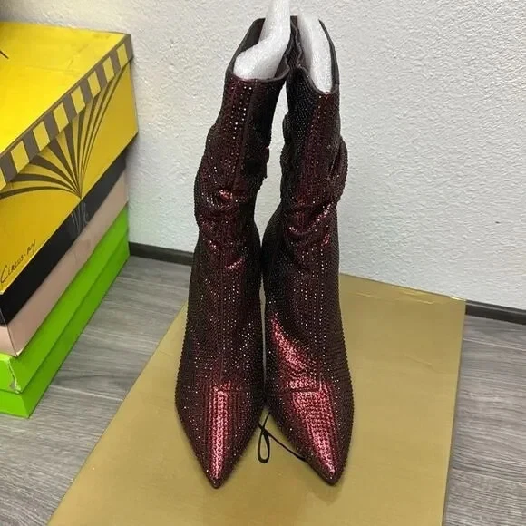 Thalia Sodi Womens Raquell Pointed Toe Rhinestones Mid-Calf Boots - Image 4 of 4