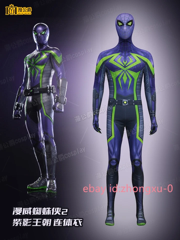 Miles Morales Púrpura Reign Traje Mono Disfraz Disfraz Halloween Conjunto Completo Foto 2 de 4