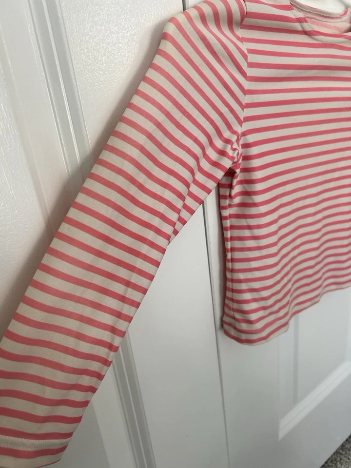 Camisa L.L.Bean Niñas Natación Antierupciones Protección Rosa Blanco Rayas Talla 4 Foto 3 de 4