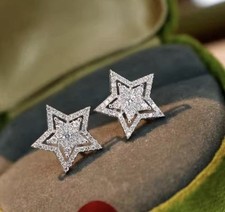 Star Silver Crystal Stud EARRINGS Rhinestones Ear Jewelry Surgical Post NEW