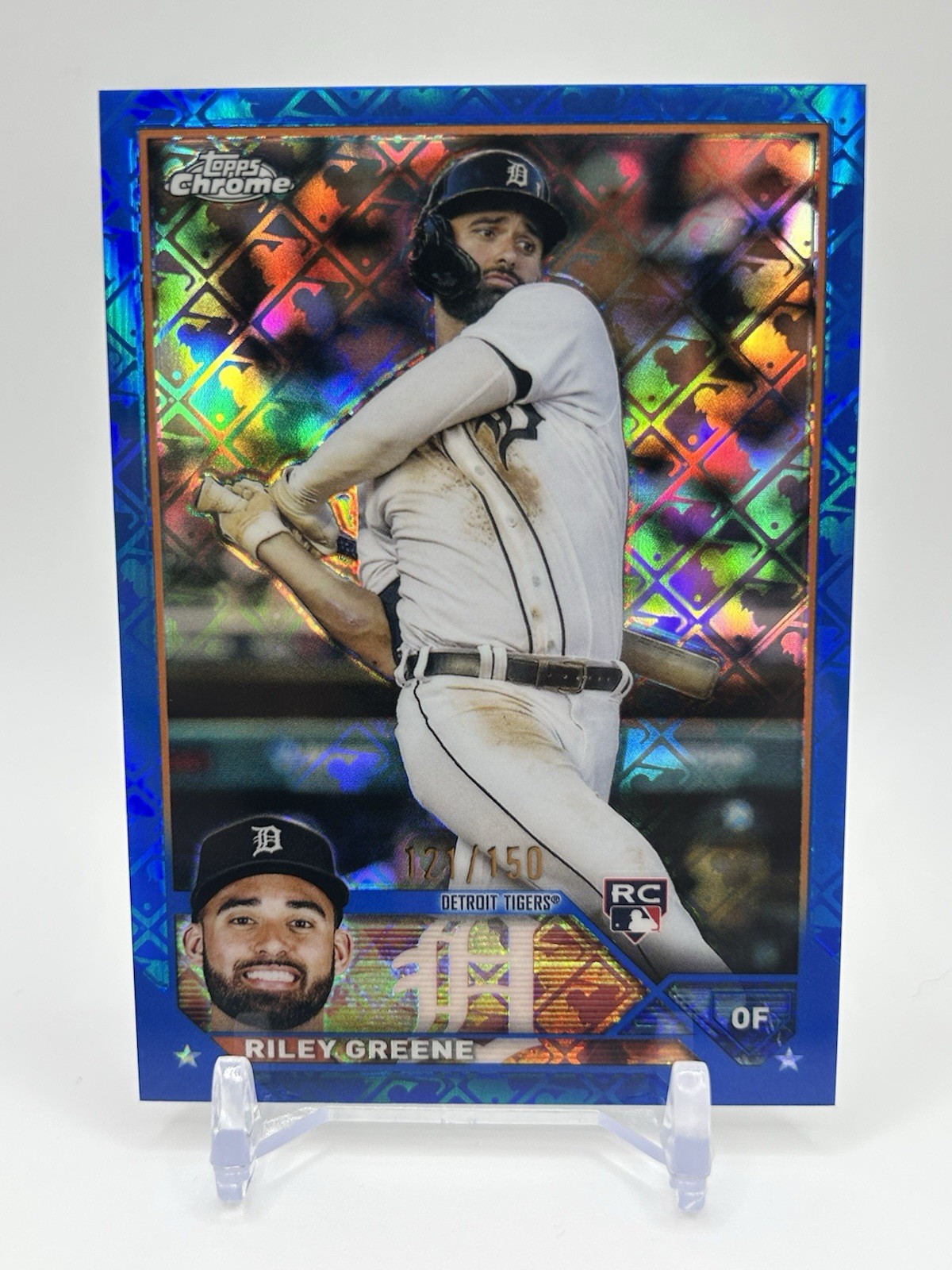 2023 Topps Chrome Logofractor Riley Greene Blue 121/150 RC Rookie Tigers