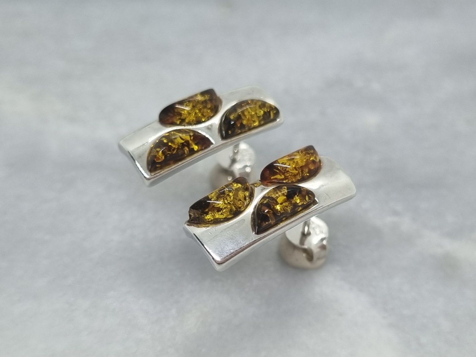 Solid Sterling Silver Rectangular Stud Earrings W… - image 2