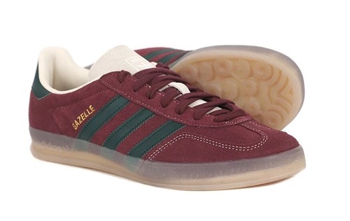 Adidas Gazelle Indoor Shoes Burgundy Red Green Gum Bottom Retro Sneakers JH5403