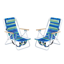 2Pack Backpack Beach Chair Folding Portable 5 Adjustable Cup Holder Pillow