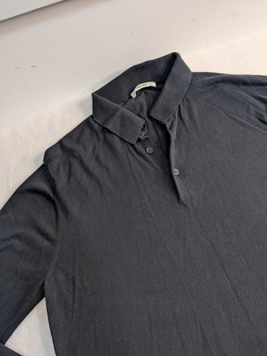 Jac + Jack Men's Cotton Polo Shirt Size L Long Sleeve Classic Designer Shirt EUC - Foto 3 di 9