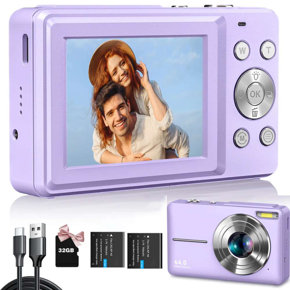 2.4″ LCD Digitalkamera Autofokus Fotoapparat Fotokamera mit 32G SD Karte 44MP DE