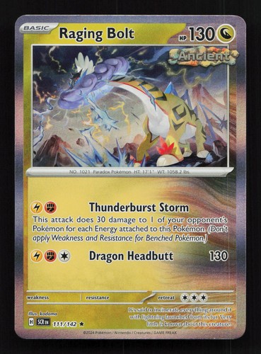 Raging Bolt 111/142 Rare Stellar Crown Pokemon Holo NM