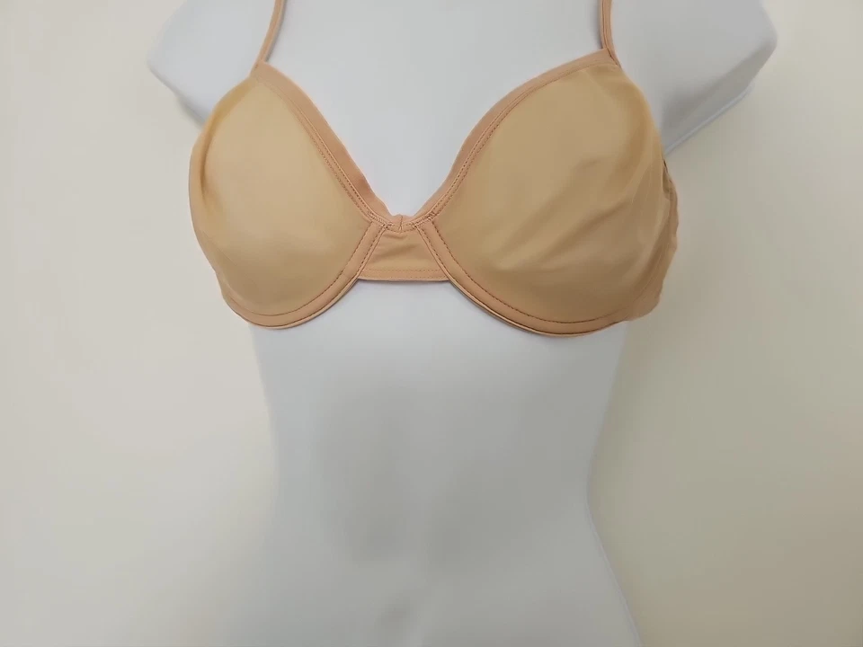 Sujetador con aros sin forro transparente Calvin Klein talla 36B beige ajuste. Correas de espagueti Foto 4 de 4