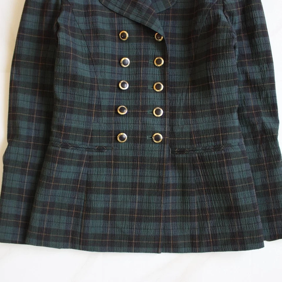 Chaqueta Christian Dior M Excelente Estado Verde Lana Diseño Cuadros Foto 3 de 4