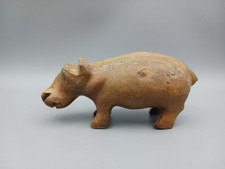 Small Wooden Hippopotamus Figure