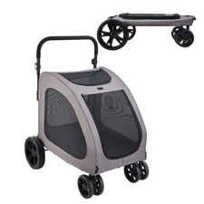 Pet Stroller 4-Wheels Dog Stroller Carrier 160lbs Weight Capacity Portable