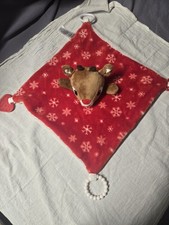 Rudolph Reindeer Baby Security Blanket Lovey with Activity Rings