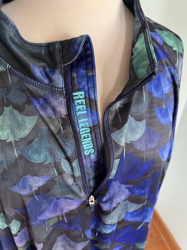 Reel Legends Aquaflauge blu mimetico stampa pesce manica lunga Freeline XXL - Foto 3 di 6