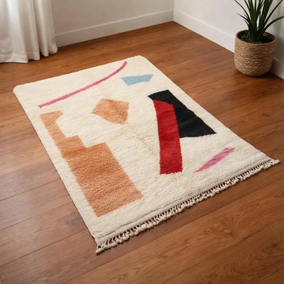 Abstract Moroccan Rug   Artistic Berber Area Rug with Color