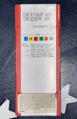 SANDVIK TCMT 3(2.5)2-PR 16T308-PR Carbide Turning Insert 32.52 4215 8 Inserts - Picture 6 of 8