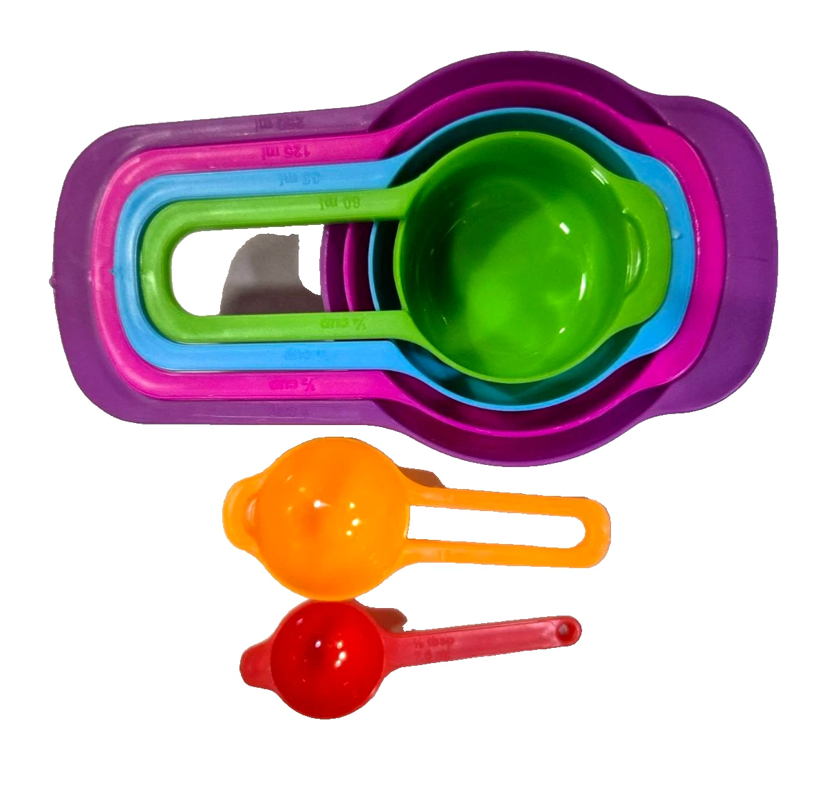 Measuring Cups Multiple Colors Plastic Set Of 6 For Baking Cooking Kitchenware