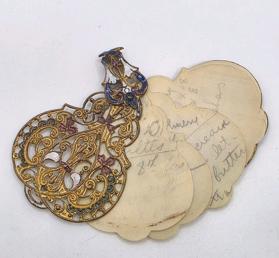 复古艺术装饰捷克斯洛伐克多色珐琅和金银丝舞蹈卡 — 第 4/4 张图片