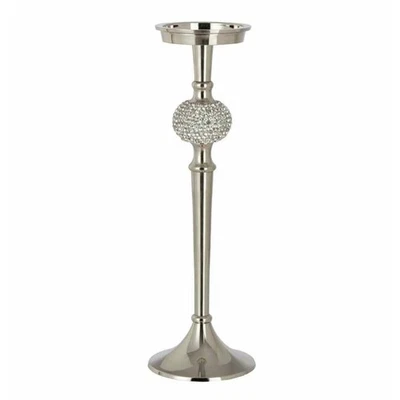 Bougeoir Design "Sphère Diamant" 36cm Argent - Photo 1/2
