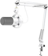 FIFINE Dynamic Microphone with Boom Arm, Studio Vocal XLR Microphone, White