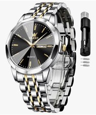 OLEVS Men's Watch Luxury Business Dress Watch UK Diamond Design Quartz Stainless