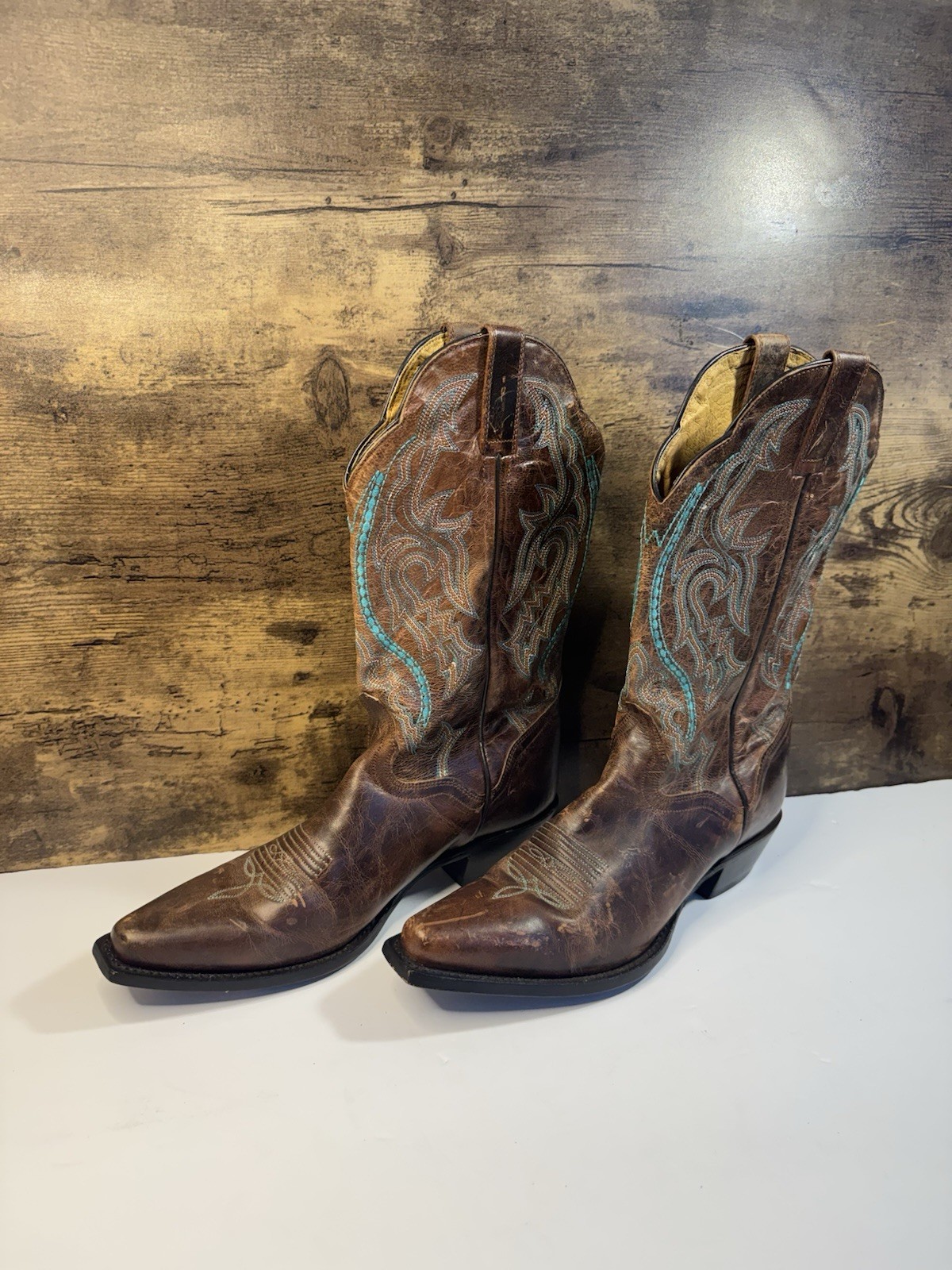 J.B. DILLON Brown Goat Leather Snip Toe Cowboy Boots Women Sz 10 B