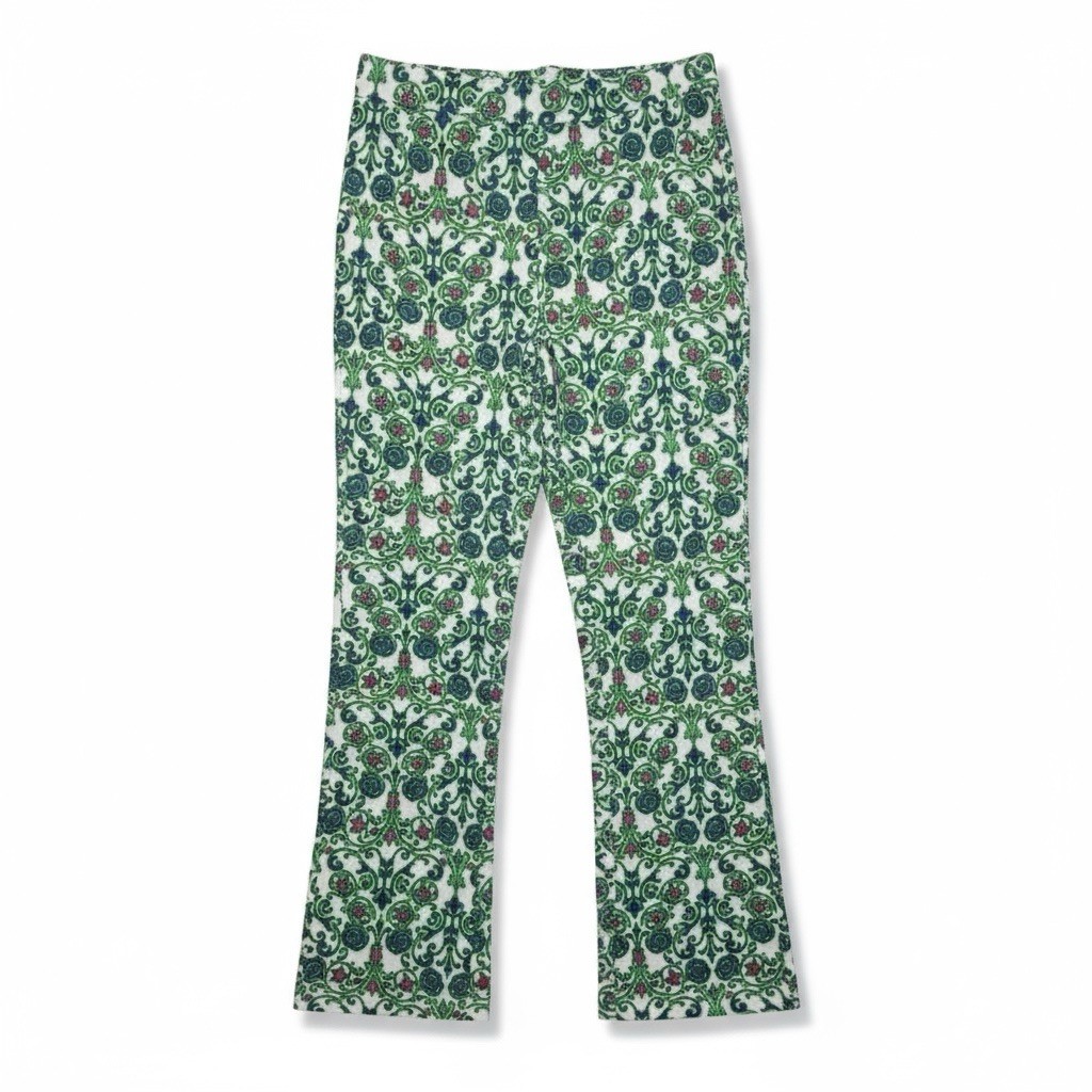 Tracy Negoshian Casual Pants, Green Print, Women’s Size S, Wide Leg Palazzo