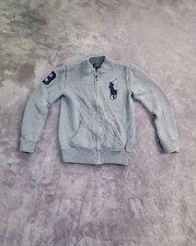 Polo Ralph Lauren Sweater Boys Sz S 8 Gray Full Zip Big Pony Cardigan C1-40