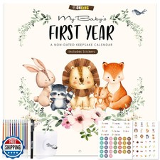 Baby's First Year Calendar with Stickers - 1st Year Tracker and Memory Book f