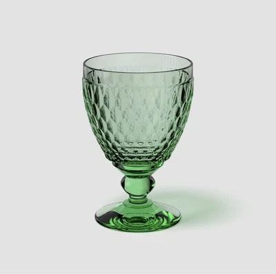 Villeroy & Boch Boston Green Water Goblets Crystal Glasses Stemmed Wine New - Image 1 of 4