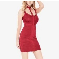 Guess Red Bodycon Midi Dress Mock Neck Sleeveless M