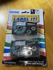  NEW Sealed 2pk Casio EZ Label Printer Clear Tape Black Ink 9 mm 3/8" XR-9X 2s