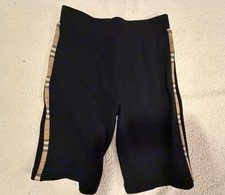 Burberry London NWT Girls 12 Y 28 In. Black Shorts W Nolan Check Stripes 340
