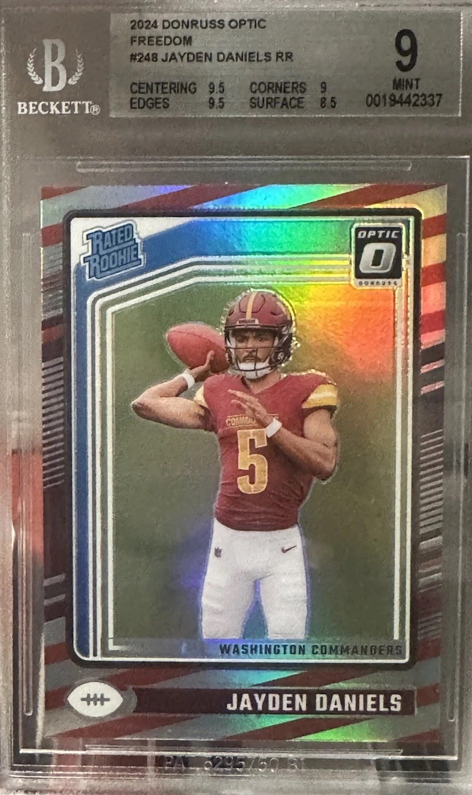 2024 Optic Rated Rookie Jayden Daniels #248 Freedom Prizm RC SSP CASE HIT🔥📈