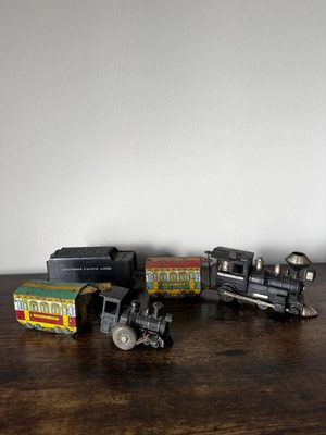 #ad #ad Vintage Marx Tin Train Set Southern Pacific Marville Local Cars Lot Steam Engine $99.99