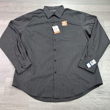 NEW Van Heusen Dress Shirt Mens XL 17.5 34/35 Black Stripe Classic Fit Stretch