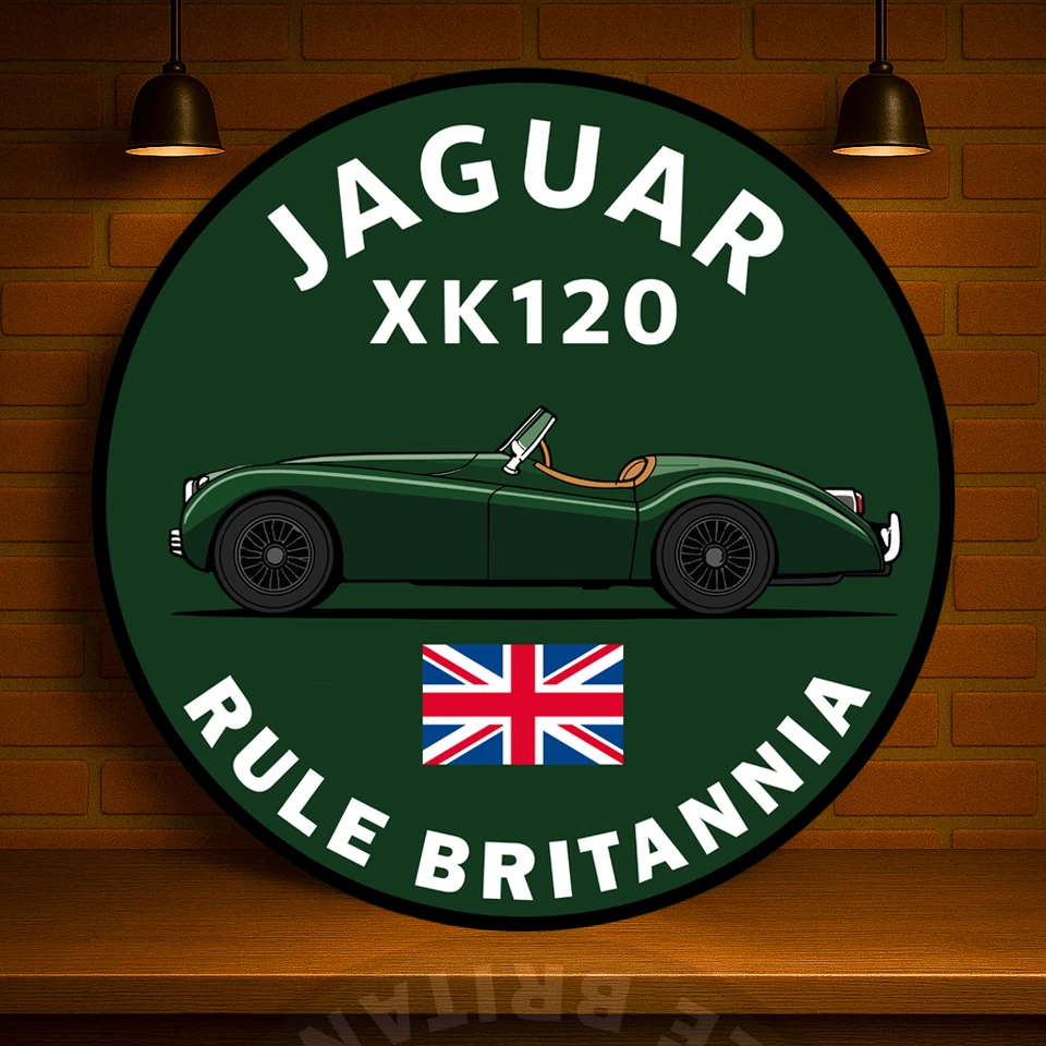 Jaguar XK120 Rule Britannia Heavy Metal Sign XL - 19.7" (50 cm) - Image 2 of 4