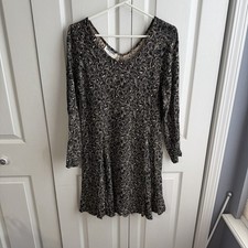 David Dart X Ann Taylor Cream Black Floral Midi Dress Size Large VTG 90s Cottage