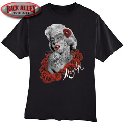 Marilyn Monroe Dia De Los Muertes T-SHIRT Gothic M-3XL Day of the Dead Roses