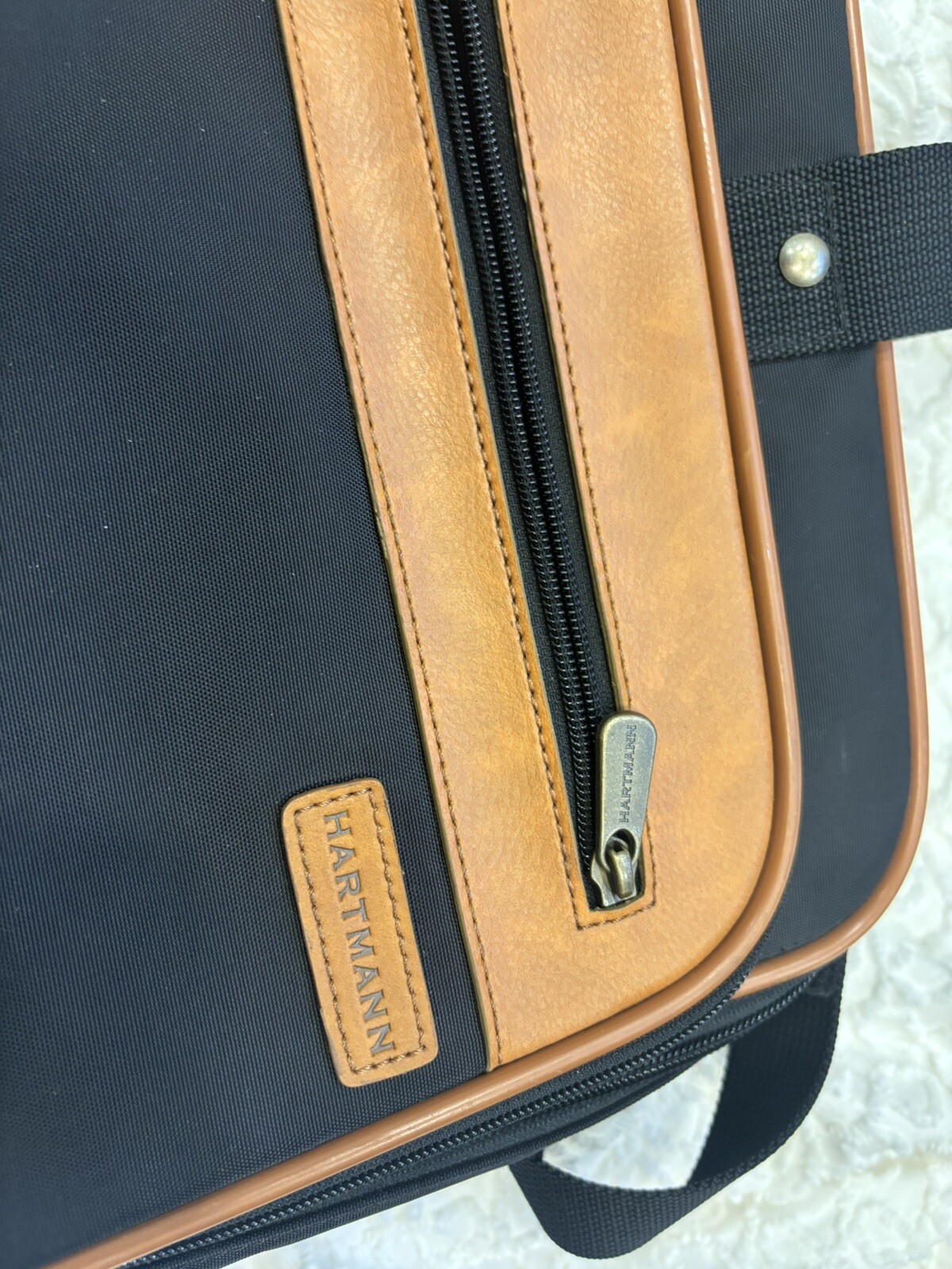 Hartmann Luggage Black Nylon Tan Leather Trim Briefca… Gem