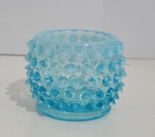 Vintage Fenton Blue Opalescent Hobnail Glass Mustard/Jelly Dish - No Lid