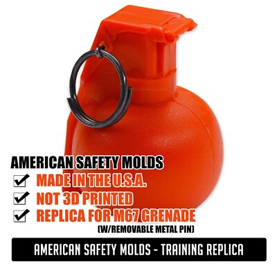 ASM  Training Prop - Compatible for M67 Grenade (w/Removable Metal Pin)