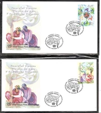 UN Vienna SC # 398-399 Peaceful Visions FDC. UNPA