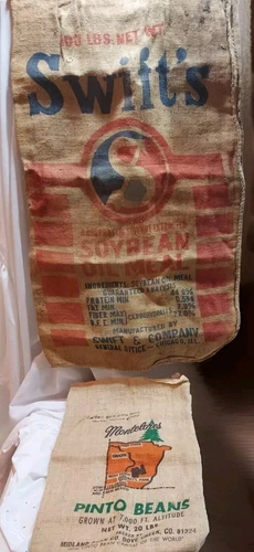 2 Burlap Sacks: Montelores 20"X14"/Swifts 39"X22"