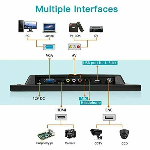 13.3'' IPS LCD Screen USB HDMI VGA Display CCTV Security Monitor for Rapberry Pi - Picture 5 of 12