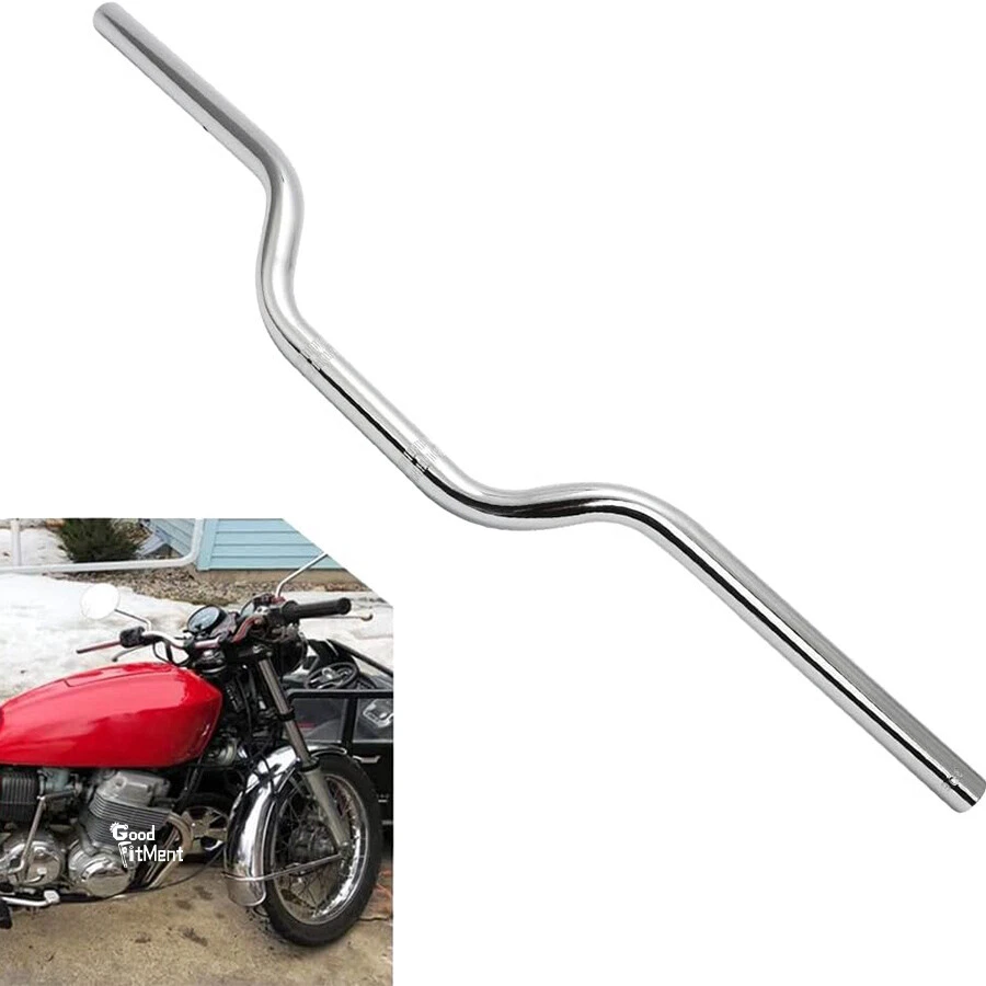 For Kawasaki H1 Mach III Chrome Motorcycle 7/8" Euro Tracker Drag Handlebar Bar - Image 3 of 4