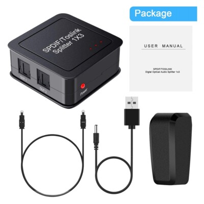 Digital Optical Audio 1X3 Splitter,Digital SPDIF TOSLINK Optical Fiber7031
