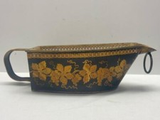 Vintage Wine Cooler Tole Toleware Hand Painted Grapes Black Gold Vineyard Cellar